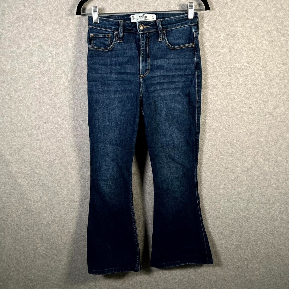 Vintage Hollister Co. Curvy Flare Jeans Womens 5 Blue Denim‎ High Rise Whiskers